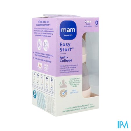 Mam Biberon Easy Start Anticolique 130ml Coton Tetine Debit 0