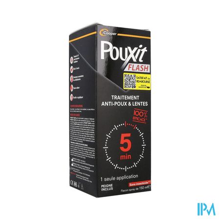 Cooper Pouxit Flash Traitement Antipoux Lentes Solution Pour Application Cutanee Spray 150ml