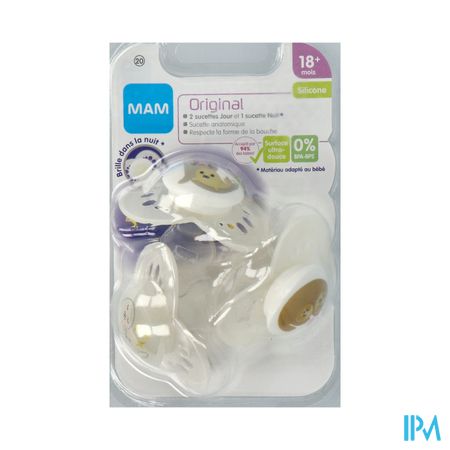 Mam Sucette Anatomique Silicone Original Unisexe +18m N20 X3