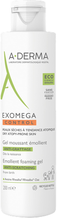 A Derma Exomega Control Gel Moussant Emollient Antigrattage 200ml