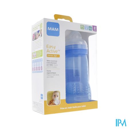 Mam Biberon Easy Active 2eme Age Colore 330ml Garcon Tetine Debit X X2
