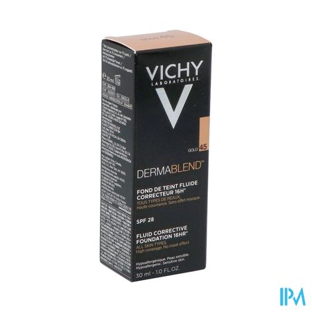 Vichy Dermablend Fluide Fond De Teint Correcteur 45 Gold 30ml