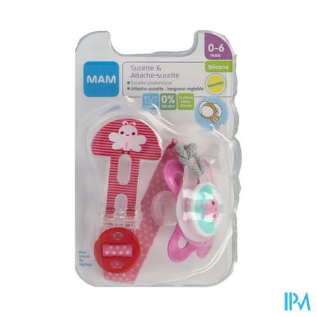 Mam Kit Sucette Anatomique Silicone + Attache 2/6m