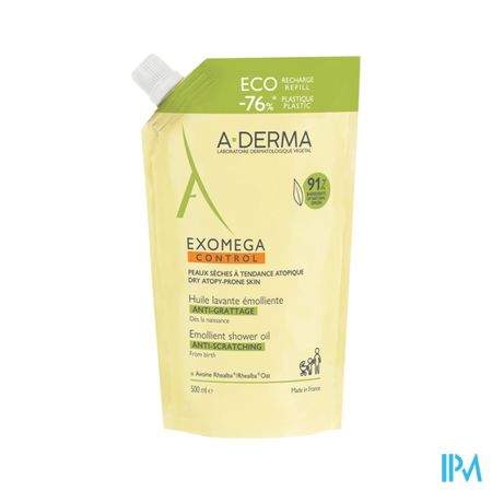 A Derma Exomega Control Huile Lavante Emolliente Antigrattage Eco Recharge 500ml