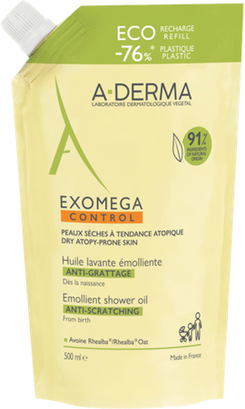 A Derma Exomega Control Huile Lavante Emolliente Antigrattage Eco Recharge 500ml main product photo