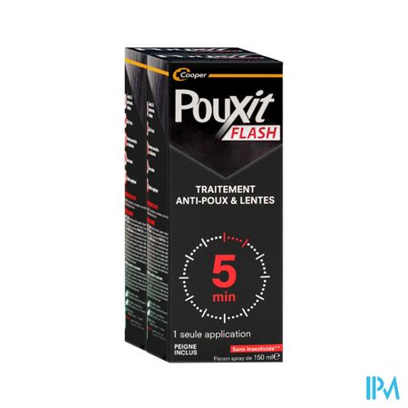 Cooper Pouxit Flash Traitement Antipoux Lentes Solution Pour Application Cutanee Spray 150ml X2 -15%