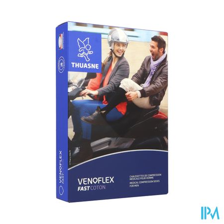 Thuasne Venoflex2 Fast Homme Chaussette Cote Noir Normal T2