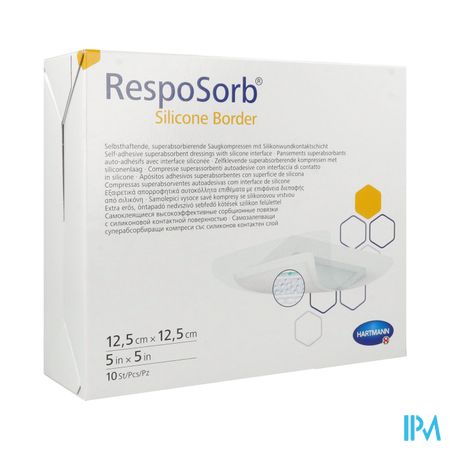Hartmann Resposorb Silicone Border Pansement Absorbant 12cm5 X 12cm5 10