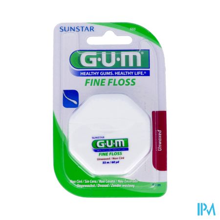 Gum Fine Floss Fil Dentaire Cylindr Non Cire 55m