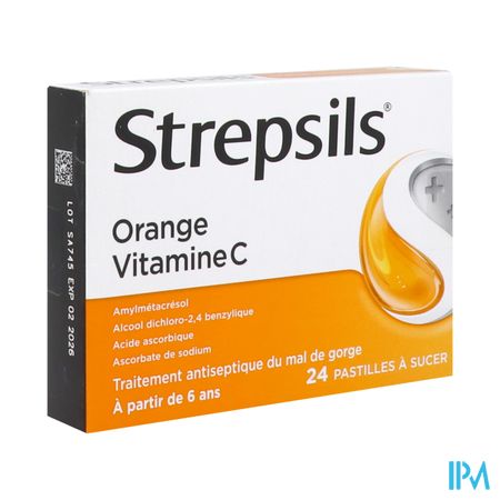 Strepsils Orange Vitamine C Pastille A Sucer 24