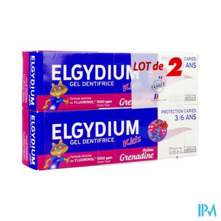 Elgydium Kids Protection Caries Gel 2/6ans Grenadine 50ml X2