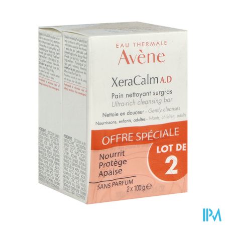 Eau Thermale Avene Xeracalm Ad Pain Nettoyant Surgras 100g X2