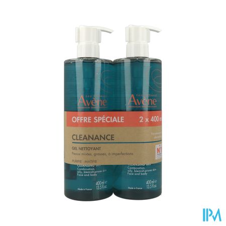 Eau Thermale Avene Cleanance Gel Nettoyant 400ml X2