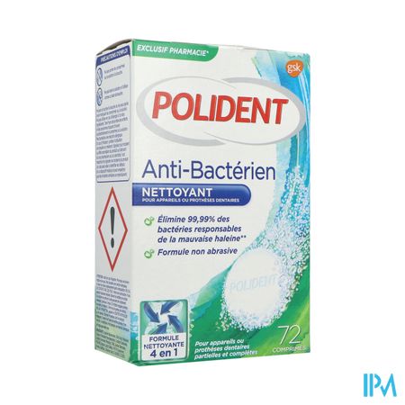 Polident Nettoyant Antibacterien Comprime Effervescent 96