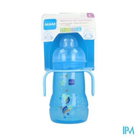 Mam Biberon De Transition 220ml Garcon Bec Souple Antifuite Silicone