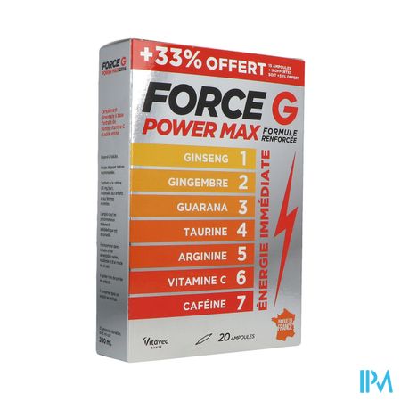 Vitavea Force g Power Max Fruits Rouges Ampoule Buvable 10ml 20