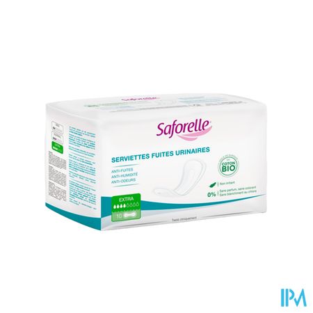 Saforelle Serviette Fuite Urinaire En Coton Bio Femme Extra Sachet 10