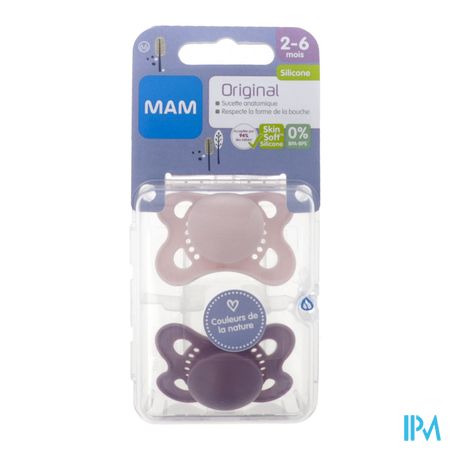 Mam Sucette Anatomique Silicone Original Couleurs De La Nature Unie 2/6m Boite Sterilisation N66 X2