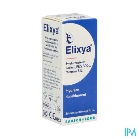 Elixya Solution Ophtalmique Hydratante Lubrifiante Pour Instillation Oculaire 10ml