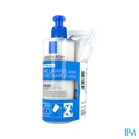 La Roche Posay Lipikar Syndet Ap+ Creme Lavante Antiirritations 400ml + Ecorecharge 400ml