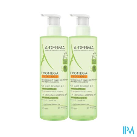 A Derma Exomega Control Gel Lavant Emollient 2en1 Antigrattage 500ml X2