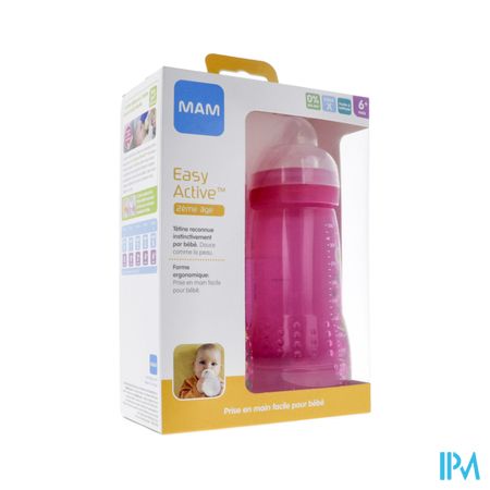 Mam Biberon Easy Active 2eme Age Colore 330ml Fille Tetine Debit X X2