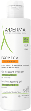 A Derma Exomega Control Gel Moussant Emollient Antigrattage 500ml