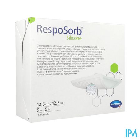 Hartmann Resposorb Silicone Pansement Absorbant 12cm5 X 12cm5 10