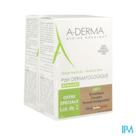 A Derma Pain Dermatologique Apaisant 100g X2