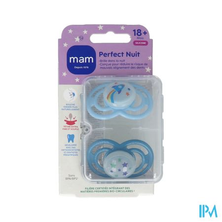 Mam Sucette Perfect Nuit Tendance +18m Silicone X2