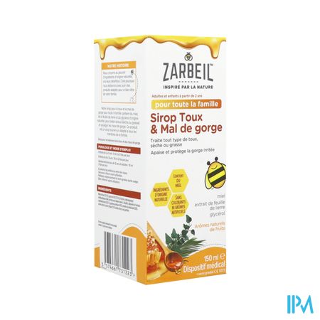 Zarbeil Sirop Adultes Enfants Toux Mal De Gorge 150ml