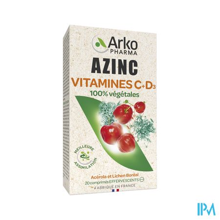 Arkopharma Azinc Naturel Vit C + Vit D Comprime Effervescent 20
