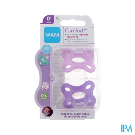 Mam Sucette Comfort Rose +0m Silicone Bte Sterilisation X2