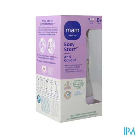 Mam Biberon Easy Start Anticolique 160ml Lilas Tetine Debit 1