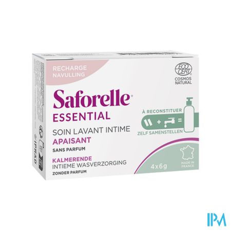 Saforelle Essential Recharge Soin Lavant Intime Apaisant A Reconstituer 6g X4