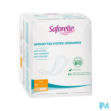 Saforelle Serviette Fuite Urinaire En Coton Bio Femme Mini Sachet 20