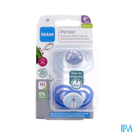 Mam Sucette Anatomique Silicone Perfect +6m Boite Sterilisation N70 X2