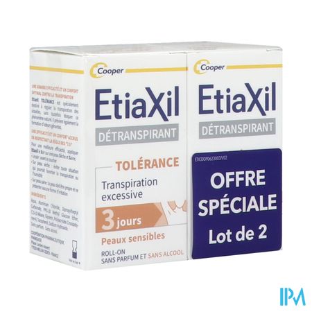 Cooper Etiaxil Detranspirant Aisselles Tolerance Roll On 15ml X2