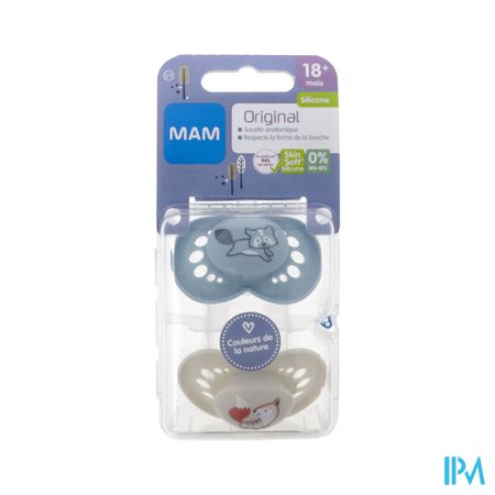 Mam Sucette Anatomique Silicone Original Couleurs De La Nature Motif +18m Boite Sterilisation N69 X2