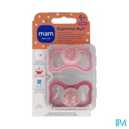 Mam Sucette Supreme Nuit +6m Silicone X2
