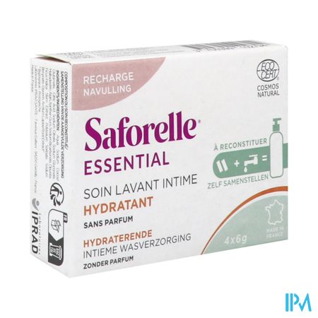Saforelle Essential Recharge Soin Lavant Intime Hydratant A Reconstituer 6g X4