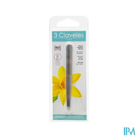 3 Claveles Pince A Epiler Prof Inox Droite 10cm