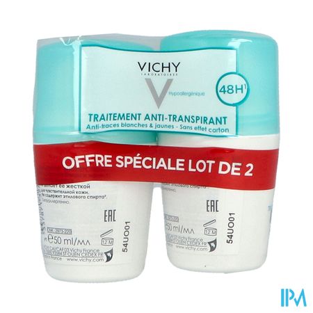 Vichy Deodorant Antitranspirant Antitrace 48h Bille 50ml X2