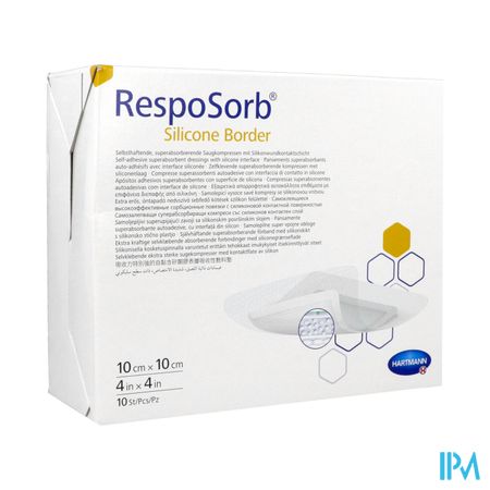 Hartmann Resposorb Silicone Border Pansement Absorbant 10cm X 10cm 10